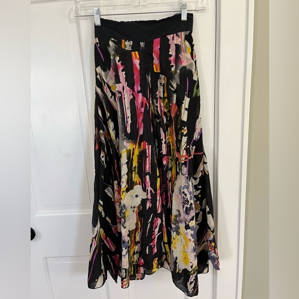 Happy Few Bohemian Wide Leg Lightweight Colorful Pull On Cotton Pants Artsy S/M